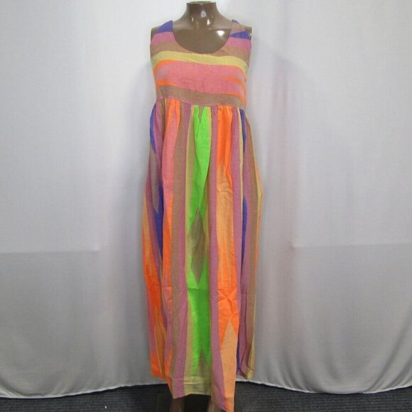 NEW DEVOTION TWINS Women's Dress Midi Strappy Tie Back Iaspis Size M Beige - Picture 2 of 7